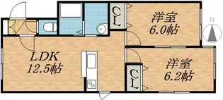 2LDKの間取り画像