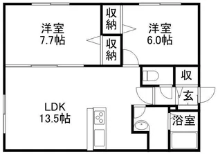 ファインブルーム学園前【1階】の間取り