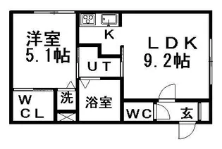 ルミエール東札幌B【1階】の間取り