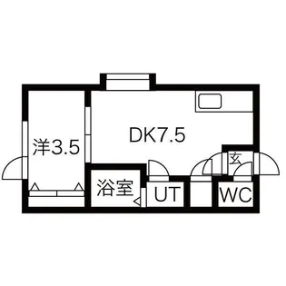 1DKの間取り画像