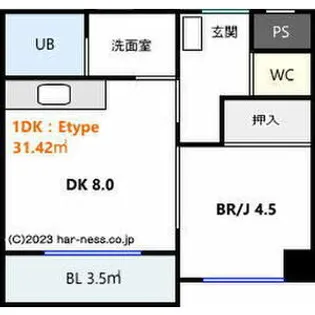 ヴィザージュ菊水【208号室】の間取り
