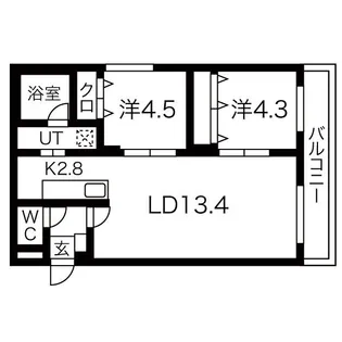 アウリィ平岸【0405号室】の間取り
