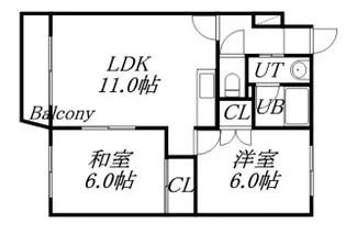 プルーデンス西岡【102号室】の間取り