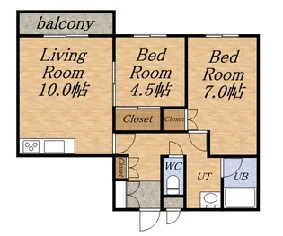 メゾンドボワール南郷【1階】の間取り