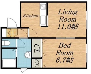 グランド・アイ美園【0202号室】の間取り