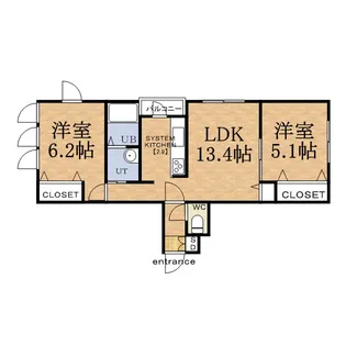 ヴィエルジュ東札幌【2階】の間取り