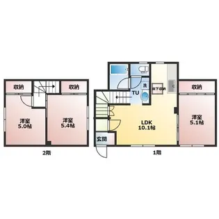 タウンハウス森B【202号室】の間取り