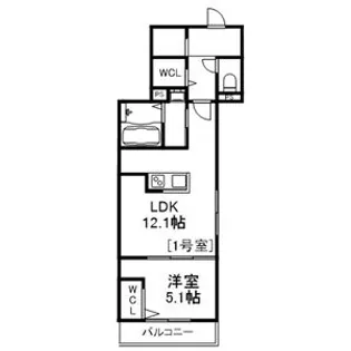 BASE NANGOU【201号室】の間取り