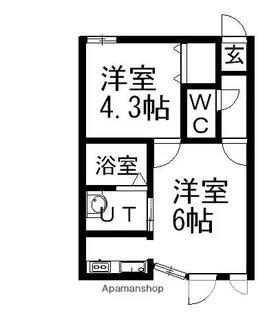 カラバオ白石【107号室】の間取り