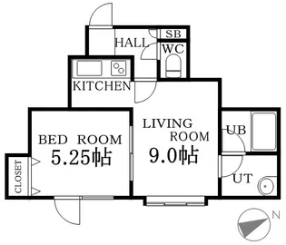 ボンヌシャンス【103号室】の間取り