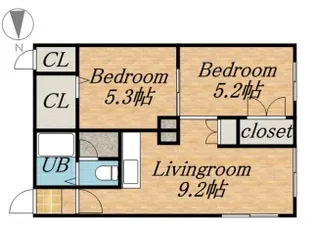 エステートライフ北36条【103号室】の間取り