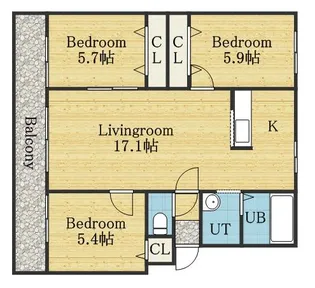 パークハイツH【2階】の間取り
