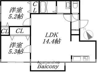 北海道札幌市西区発寒十条2丁目【マンション】の間取り