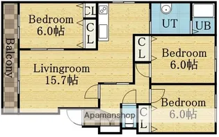パークハイツF【4階】の間取り