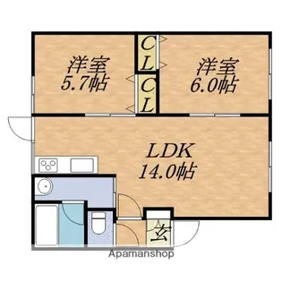 ソレアード新琴似【2階】の間取り