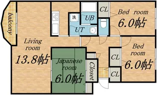 ウイングコート【205号室】の間取り