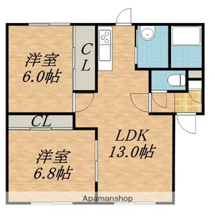 ル・シエル新川西【A 202号室】の間取り