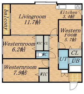 エクレール新琴似【3階】の間取り