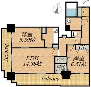 パシフィックタワー札幌【25階】の間取り
