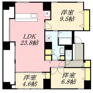 ビッグタワー大通公園【25階】の間取り