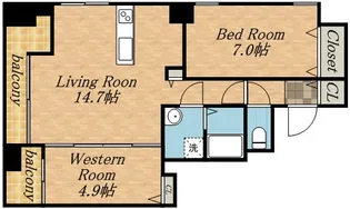 ビッグタワー大通公園【14階】の間取り