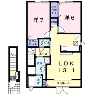 カルム・ガーデン 弐番館【2階】の間取り