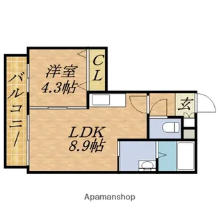 ウィングスクエア【402号室】の間取り