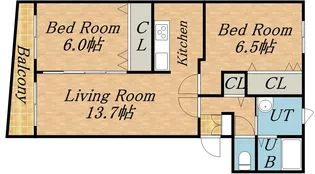 2条ハイツ【0303号室】の間取り
