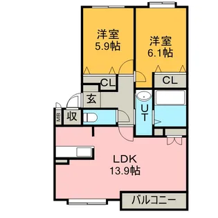 クリスタルリバー参番館【203号室】の間取り