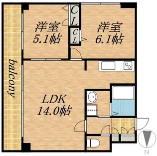 グランカーサ南11条【00303号室】の間取り
