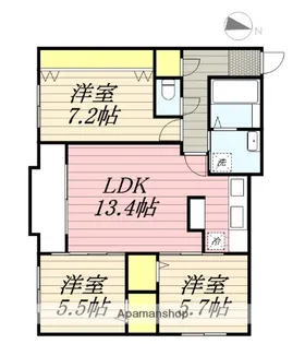 セントフィールドNORTH4【3階】の間取り