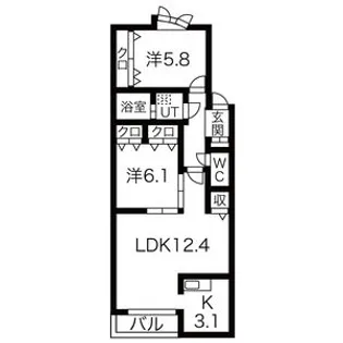 ノーブルパーク新琴似【2階】の間取り