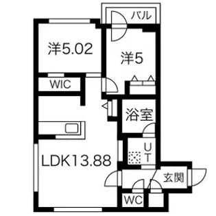 キューブ【501号室】の間取り