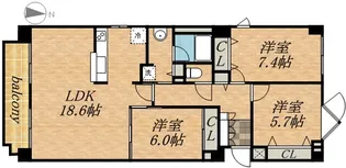 コートハウス山鼻【0204号室】の間取り