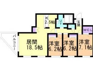 AKR北円山【0203号室】の間取り