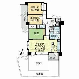 ライオンズマンション円山桜通り【0101号室】の間取り
