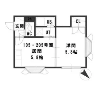 ルミエール山咲【2階】の間取り