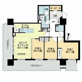プレミストタワーズ札幌苗穂AQUAGATE【13階】の間取り