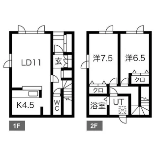 北海道札幌市北区新琴似七条9丁目【テラスハウス】の間取り