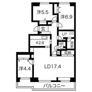 ラポールえるむの杜B棟【10階】の間取り