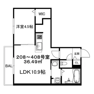 ブランシャールALAIN幌平橋【408号室】の間取り