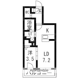 1LDKの間取り画像