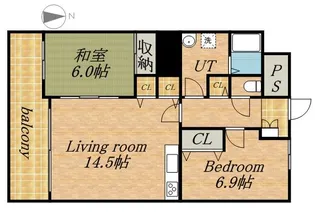 第1九条シャトー桂和【7階】の間取り