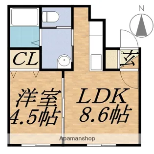 エヴァンスコート南3条【1階】の間取り