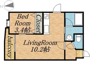 クラージュ行啓II【321号室】の間取り