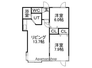 2LDKの間取り画像