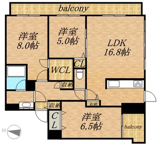 レジディア南一条イースト【605号室】の間取り