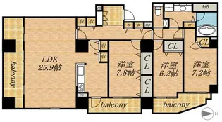 クレステージS6W12タワー【11階】の間取り