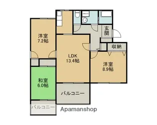 メゾンオーラ旭ヶ丘【C-202号室】の間取り