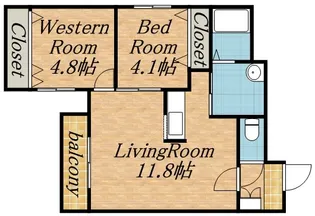 カサ ヴェルデ宮の森【4階】の間取り
